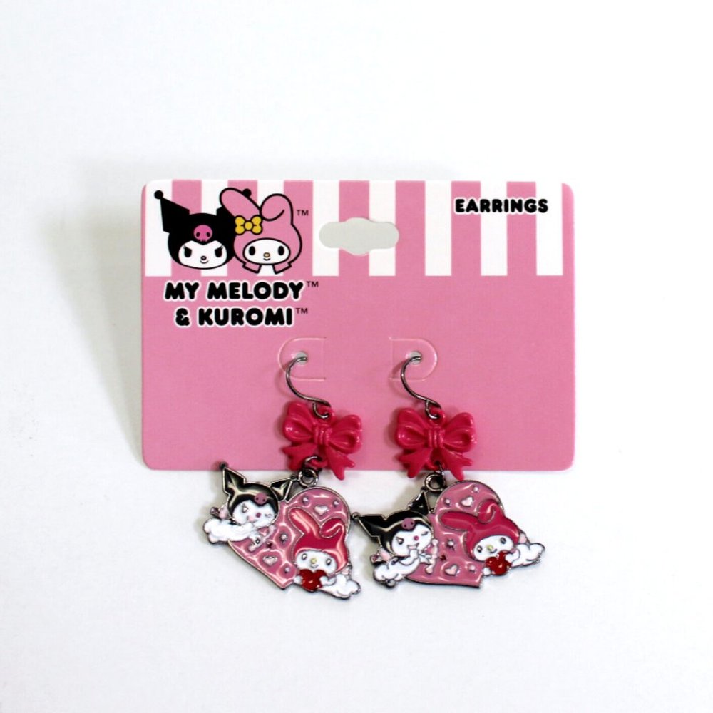 Sanrio Kuromi & My Melody Bow Drop Earrings